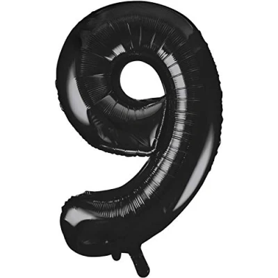 Afbeelding van Unique Party Enorme folieballon in de vorm van een cijfer 9, zwart, 86 cm
