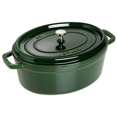 Image de Cocotte en Fonte émaillée Ovale Staub Basilic 1103385 33 cm
