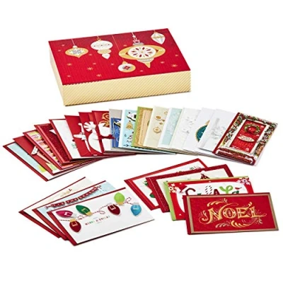 Afbeelding van Hallmark Set van 24 handgemaakte kerstkaarten met enveloppen