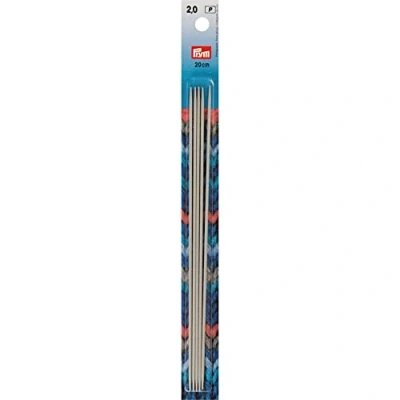 Afbeelding van Kousen en handschoen breinaalden aluminium grijs 20 cm 2,00 mm