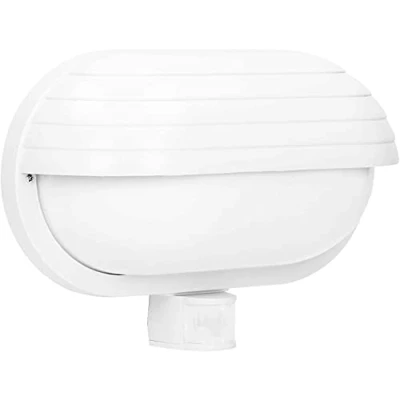 Afbeelding van Virone MUSAM E27 Buitenlamp met bewegingsmelder voor buiten en display 180 graden, 1 x 60 W, IP44, buitenwandlamp (wit)