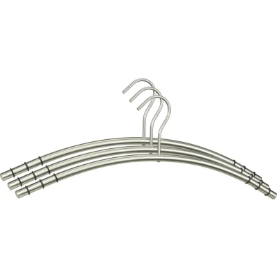Afbeelding van 3x stuks RVS kledinghangers voor kapstok / garderobe Garderobehangers 45 x 17,5 1,3 cm