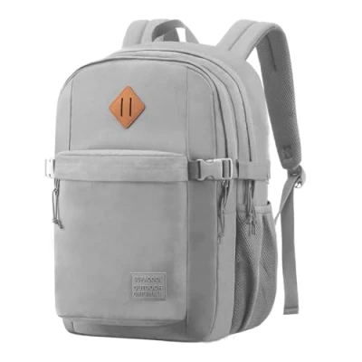 Afbeelding van SUPACOOL Lichtgewicht casual laptoprugzak met laptopvak 15,6 inch voor mannen en vrouwen, universiteitsrugzak, Lichtgrijs, Modern