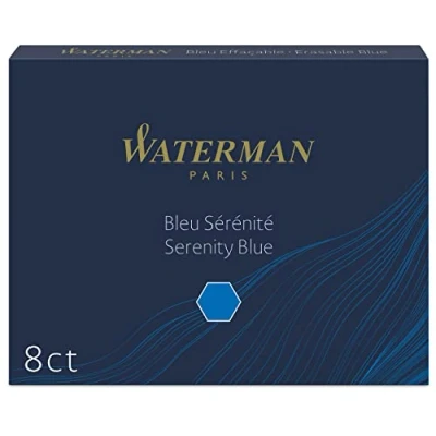 Afbeelding van Waterman vulpen inktpatronen &quot;standaard&quot; lang formaat serenity blue kleur doos van 8