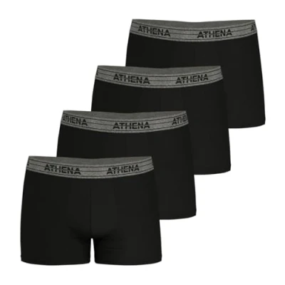 Image de Athena Lot de 4 Boxers Homme Ecopack Noir/Noir/Noir/Noir XXL, Noir (Black), XXL