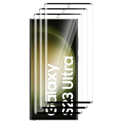 Afbeelding van FWKDWHPH 3 stuks displaybeschermfolie van gehard glas voor Samsung Galaxy S23 Ultra, 3D volledige afdekking, 9H hardheid, krasbestendig, luchtbelvrij