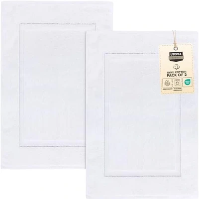 Afbeelding van Set van 2 badmatten, salie groene luxe badmatten gekamd katoen, 53,3 x 86,4 cm