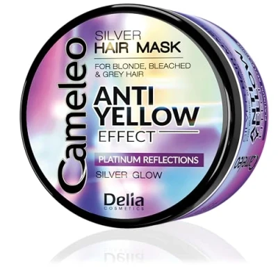 Afbeelding van Cameleo Verzilverd masker Geen geel effect Paarse behandeling en kleurbescherming voor blond, grijs wit haar Platina tinten UV bescherming Parabenvrij 200 ml