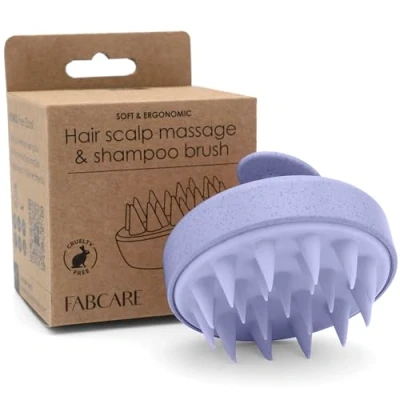 Afbeelding van Fabcare Hoofdhuidmassageborstel, hoofdmassage en haargroei voor alle haartypes, tarwestro siliconen, paars