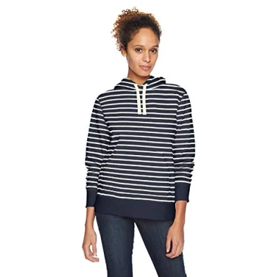 Image de Amazon Essentials Sweat à capuche en polaire (disponible grande taille) Women&#039;s, Bleu Marine Rayures, XXL