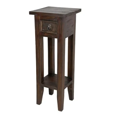 Afbeelding van Spetebo Bijzettafel van mahonie met lade, 67 x 25 cm, bruin, vintage, telefoontafel, bijzettafel, bloemenkruk, telefoondecoratie