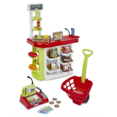 Afbeelding van Speelgoed Ecoiffier 1691 kassa uitgang supermarkt 3 in 1 met accessoires voor de verkoop imitatiespel vanaf 18 maanden geproduceerd Frankrijk