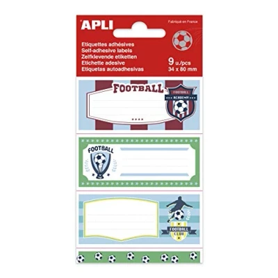 Image de Apli Football Lot de 9 étiquettes scolaires 91 x 36 mm Multicolore