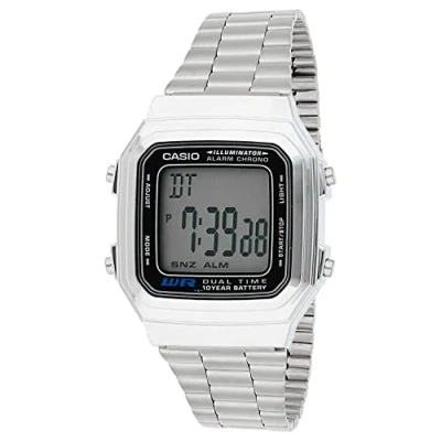 Afbeelding van Casio collection A178WA 1ACR zilver metalen band
