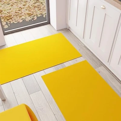Afbeelding van PETTI Artigiani Italiani keukentapijt, wasbaar, antislip, effen, 52 x 380 cm geel, 100% Made in Italy