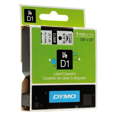 Image de Dymo Authentique D1 Étiquettes Noir Blanc (9 mm x 7 m)