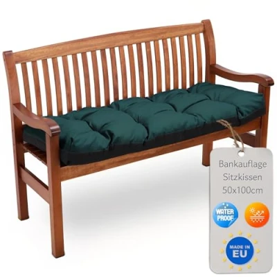 Afbeelding van Bankkussen, 100 x 50 cm, schommelbank, Hollywood, zitkussen voor tuinbank, vloer, woonkamer, rugkussen, groen