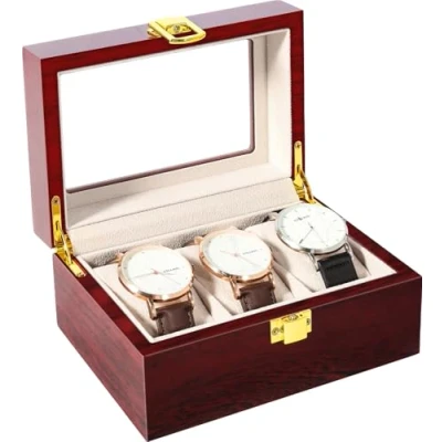 Afbeelding van Uten Display Box voor horloges, sieraden, opbergdoos met slot, dames en heren, van hout