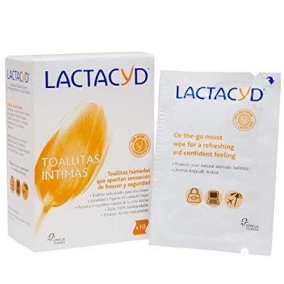 Image de Lactacyd lingettes humides Hygiène intime Apporte une sensation de fraîcheur et sécurité 100% biodégradable avec l&#039;acide lactique naturel 10 individuelles