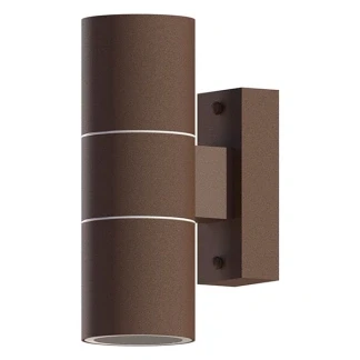 Afbeelding van Calex Wandlamp Up &amp; Downlight Turin 2x GU10 IP54 Water en Stofbestendig Geschikt voor Binnen Buiten Eenvoudige installatie Cilinder Roestkleur
