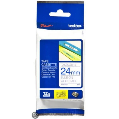 Afbeelding van Brother TZe 253 Tape Blauw op wit (24 mm)