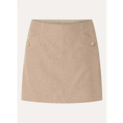 Afbeelding van NIKKIE dames Kulti mini broekrok met sierknopen in de kleur Donkerbeige, maat: 36