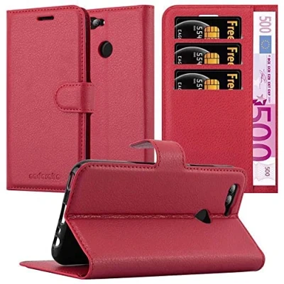 Afbeelding van Cadorabo Hoesje geschikt voor Huawei NOVA 2 in KARMIJN ROOD Beschermhoes met magnetische sluiting, standfunctie en kaartvakje Book Case Cover Etui