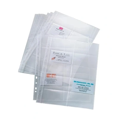 Image de sigel pochettes pour classeur à anneaux cartes visites, 2 rangées, pqt 10