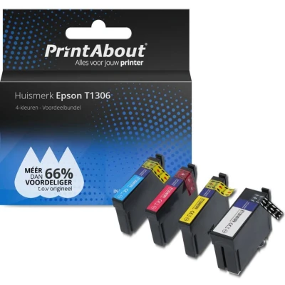 Afbeelding van Huismerk Epson T1306 Inktcartridge 4 kleuren Voordeelbundel