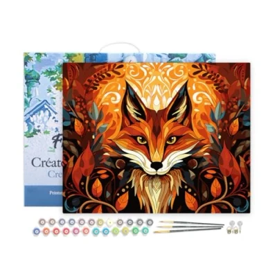 Afbeelding van Figured&#039;Art Schilderen op Nummer Volwassenen met lijst Vos Art Deco Handwerk acrylverf Kit DIY Compleet 40x50cm Canvas al ingelijst