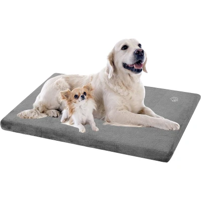 Afbeelding van EMPSIGN Hondenbed Extra grote wasbare hondenmat matras met waterdichte voering, omkeerbare hondenbedden voor hondenkrat afneembare hoes, stevige ondersteuning huisdierbed, grijs, 119x74x7,6 cm
