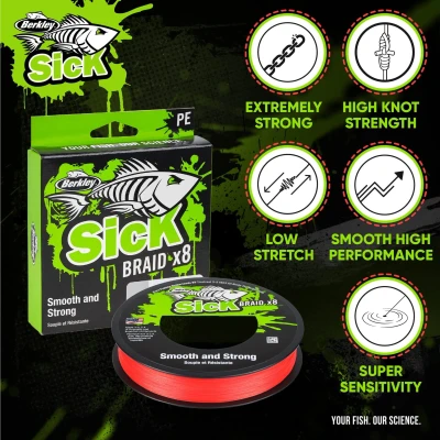 Afbeelding van Berkley Sick Gevlochten lijn Flame Green 2000m 0.12mm (11.2kg)