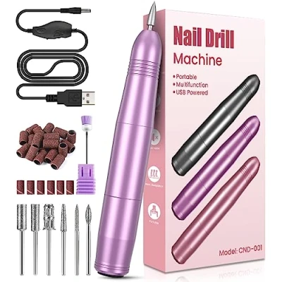 Image de Ponceuse pour Ongles Professionnel, Lime a Ongle Electrique Silencieuse, Manucure Machine 20000RPM Portable Kit de Pédicure Les en Acrylique et Gel