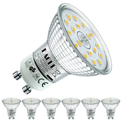 Afbeelding van EACLL Ledlamp, GU10, neutraal wit, 4,9 W, vervangt halogeen, 75 6 stuks, 585 lumen, 4000 K, niet dimbaar, schijnwerper zonder flikkeren, brede straal 120 graden, spot, AC 230 V, reflectorlamp