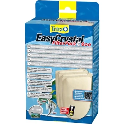 Image de Tetra EasyCrystal Filter Pack C600 Lot de 3 tampons filtrants avec charbon actif pour filtre intérieur Convient les aquariums 50 à 150 litres