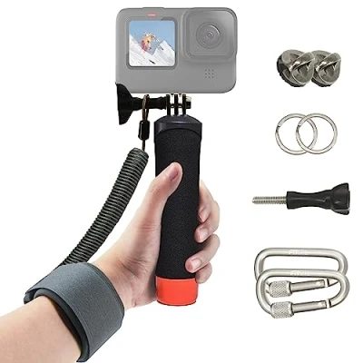 Afbeelding van FitStill Waterdichte monopod met drijvende handgreep + veiligheidscored stalen touw voor Go Pro Hero sessie DJI Osmo duiken selfie stick actiecamera&#039;s
