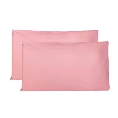 Afbeelding van Paar kussenslopen 100% Pure katoen 40x80 CM, Set van 2 Bed Kussen Stoffen Gemaakt in Italië, Tassluiting, Solid Color, Standaard Maat met Roze