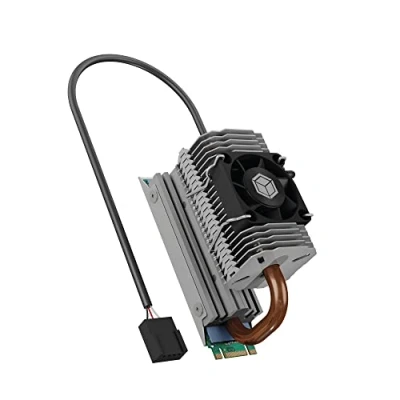 Afbeelding van ICY BOX M.2 Heatpipe Cooler met ventilator 30 mm hoogte voor SSD (2280), aluminium, zilver