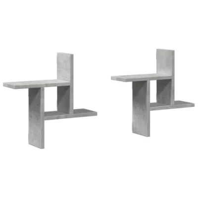 Afbeelding van vidaXL Wandschappen 2 st 38x12x38 cm bewerkt hout betongrijs