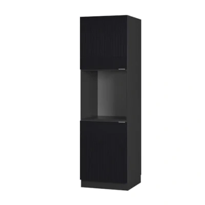 Afbeelding van Vicco Ovenombouwkast Fame Line, Zwart gestreept/Antraciet, 60 cm open