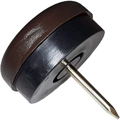 Afbeelding van Adsamm® 32 stuks kunststof glijders met stempel en spijker Ø 25 mm bruin rond meubelglijders demper hoogwaardige pen