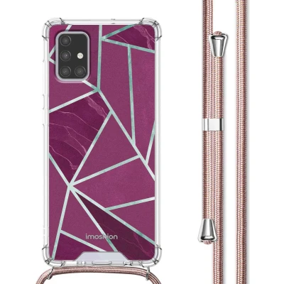 Afbeelding van iMoshion Hoesje Geschikt voor Samsung Galaxy A71 met Koord Design Meerkleurig / Bordeaux Graphic