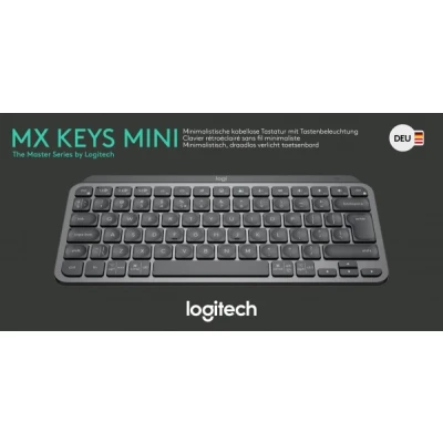 Afbeelding van Logitech Keyboard MX Keys Mini, draadloos, Bluetooth, grafiet verlicht, DE, detailhandel