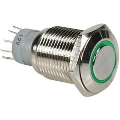 Afbeelding van Ronde Metalen Drukknop Spdt 1No 1Nc Groene Ring