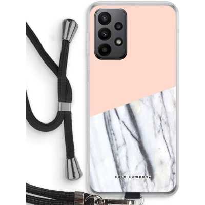 Afbeelding van Case Company® hoesje met Koord geschikt voor Samsung Galaxy A23 A touch of peach Telefoonhoesje Zwart Bescherming aan alle Kanten en Over de Schermrand