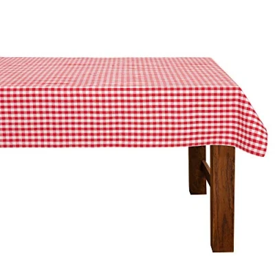 Afbeelding van FILU tafelkleed 140 x 220 cm rood / wit geruit (kleur en grootte naar keuze) hoogwaardig vervaardigd van 100% katoen