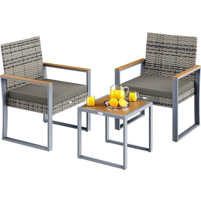 Afbeelding van Casaria Tuinset 1 Tafel 2 Stoelen Weerbestendig Acaciahout Grijs