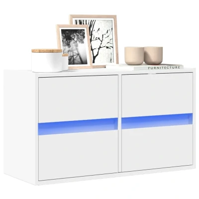 Afbeelding van Tv wandmeubel met LED verlichting 80x31x45 cm wit