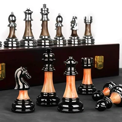 Afbeelding van Cutfouwe schaakspel, luxe schaakspel opvouwbaar houten perfect cadeau voor je dierbaren, 45 x 3 cm, 2 spelers