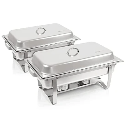 Afbeelding van Zelsius chafing Dish professionele set Toulouse, 2 x roestvrijstalen warmhoudcontainers, 15 delige voedselwarmers, warmtecontainers, Rechaud, Dishes, etenswarmers, voor catering, buffet en feestjes